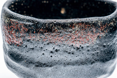 Vintage Red Gradient Kuro-raku Chawan