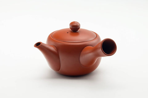 Tezumi — Japanese Tea Set - Kanji Engraved Tokoname-yaki Kyusu Teapot with 5 Yunomi Teacups — interior of the teapot showing the filter