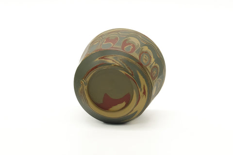 Tezumi — Japanese Teacup - Faceted Green Yellow Red Nerikomi Yunomi - 110ml — top-down view of the interior