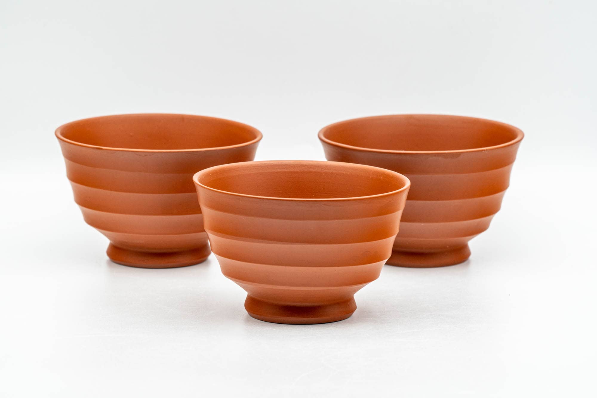 Japanese Teacups - Set of 3 Horizontally Sculpted Tokoname-yaki Yunomi - 90ml - Tezumi