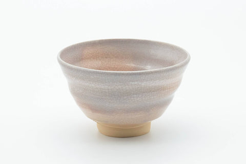 Japanese Matcha Bowl - Beige Pink White Hakeme Glazed Kyo-yaki Chawan - 250ml