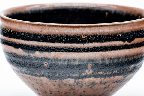 Japanese Matcha Bowl - Black Brown Spiraling Chawan - 250ml