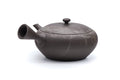 Mogake yakishime unglazed Tokoname kyusu teapot with side handle - front view with the handle to the right