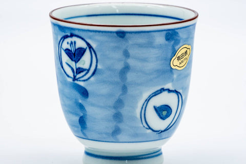 Japanese Teacup - Blue Geometric Arita-yaki Porcelain Yunomi - 160ml