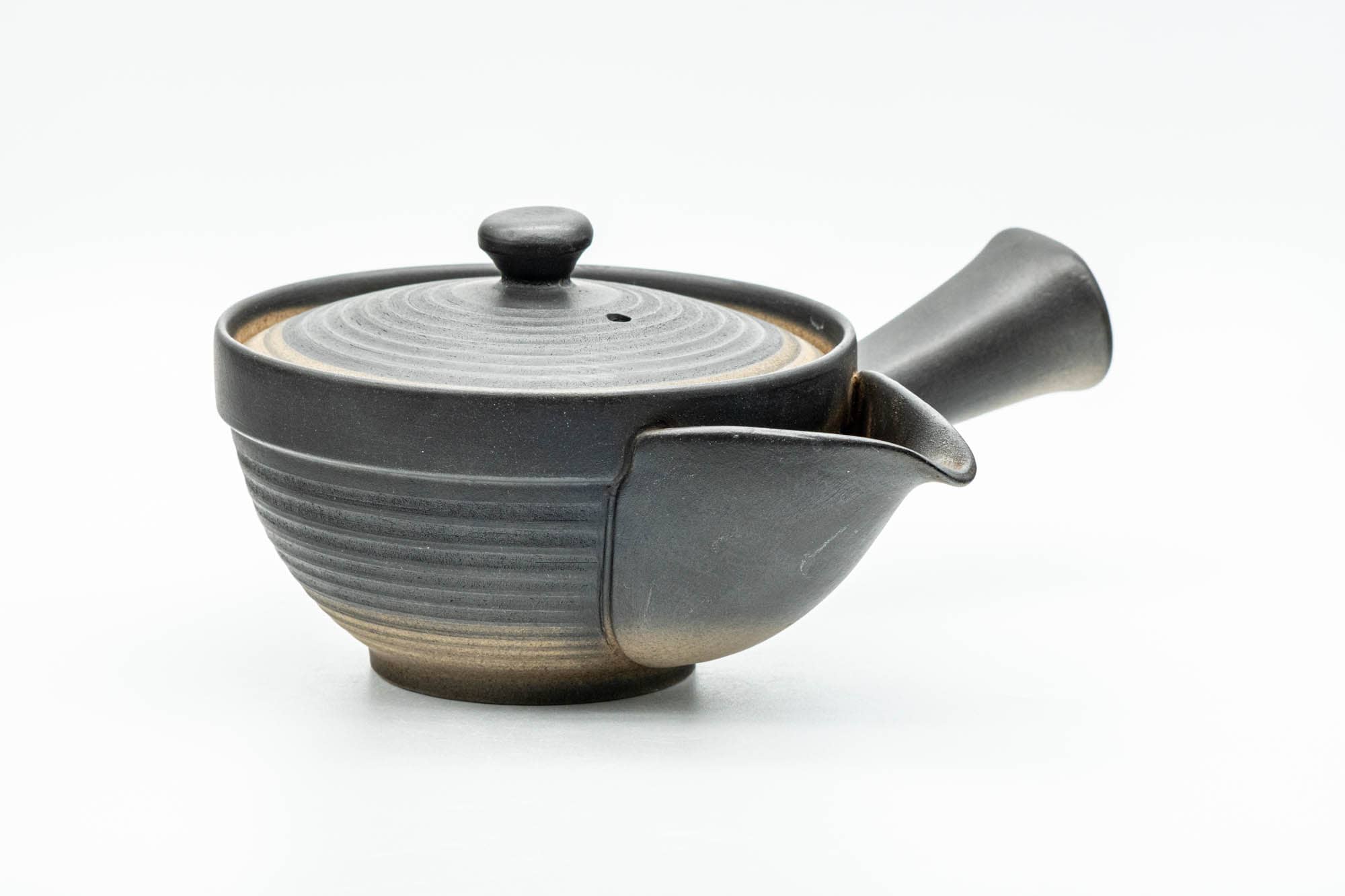 Japanese Kyusu - Black Matte Glazed Sasame Ceramic Filter Teapot - 400ml - Tezumi