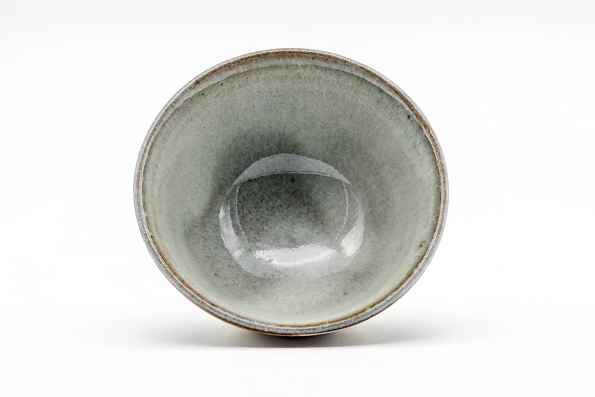 Japanese Teacup - Brown Spiraling Sage Interior Glazed Yunomi - 100ml