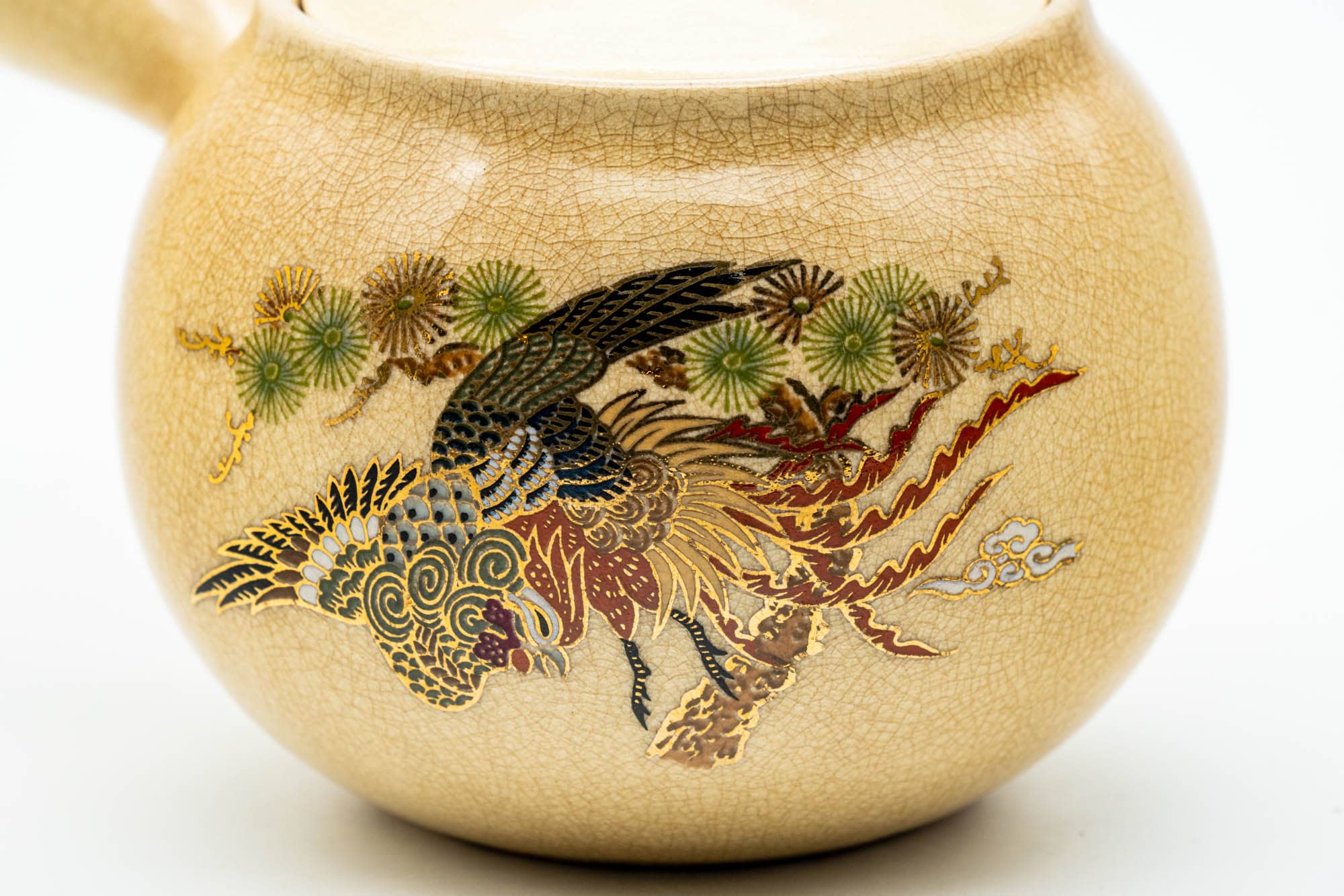 Japanese Kyusu - Beige Weathered Kutani-yaki Ceramic Teapot - 300ml