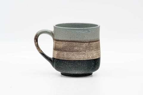 Grey Beige Black Striped Mino-yaki Mug - 280ml