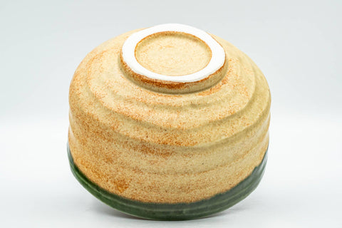 Japanese Matcha Bowl - Beige Green Hantsutsu-gata Chawan - 450ml - Tezumi