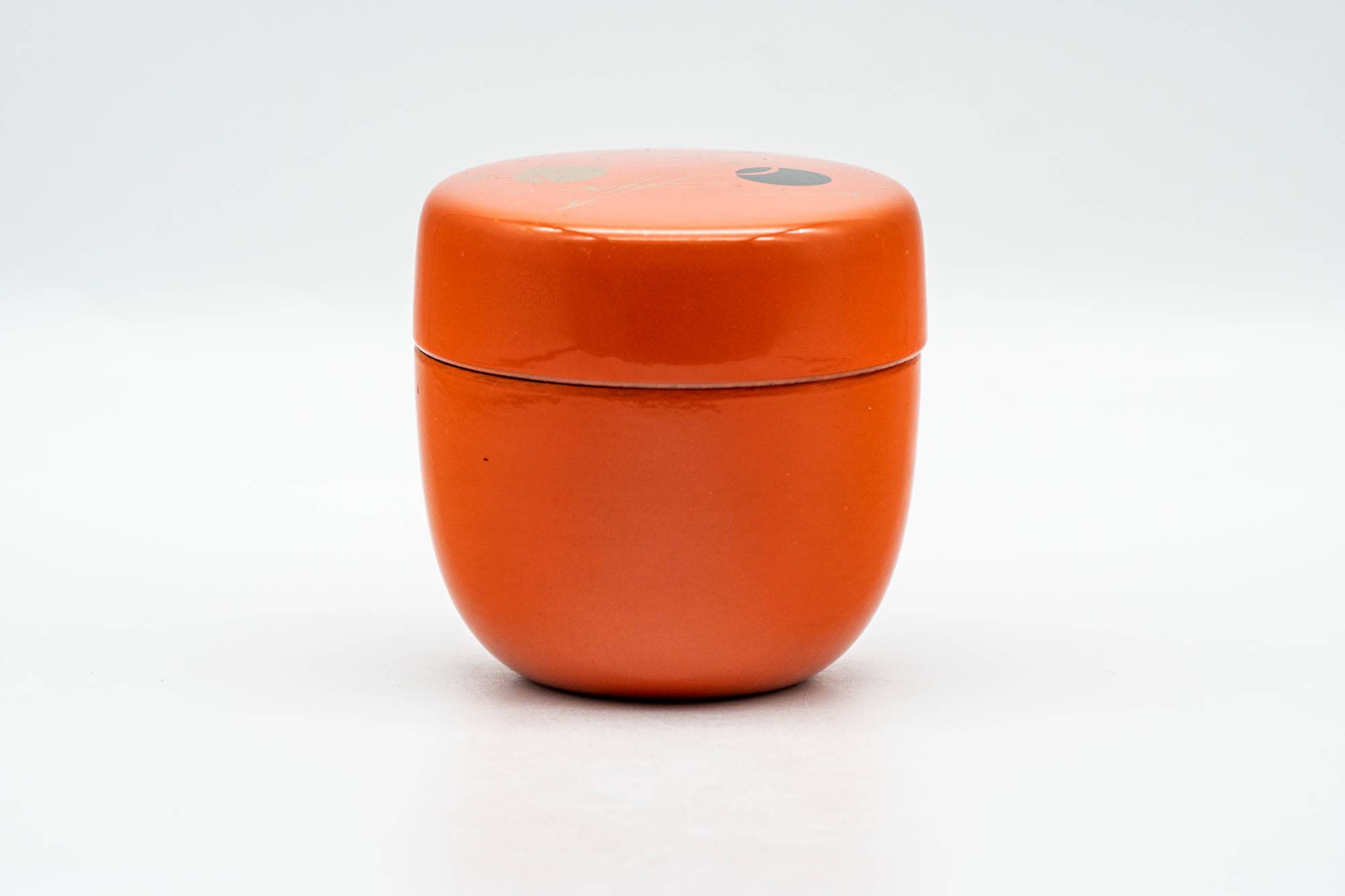 Japanese Natsume - Geometric Patterned Orange Black Lacquered Tea Caddy - 100ml