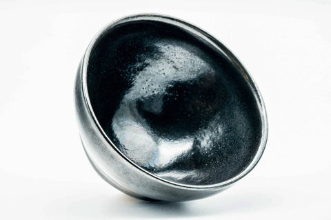 Japanese Matcha Bowl - Black Metallic Drip-Glazed Ido-gata Chawan - 200ml