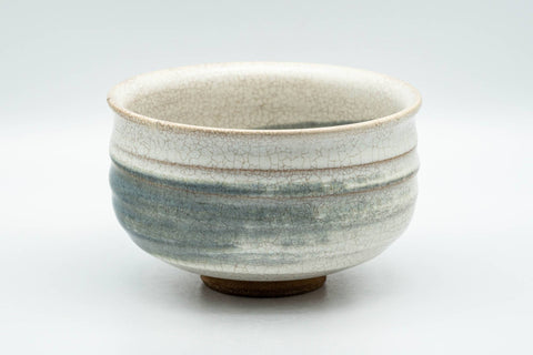 Tezumi — Japanese Matcha Bowl - Crazed Teal Hakeme Glazed Chawan - 400ml — front view from another angle