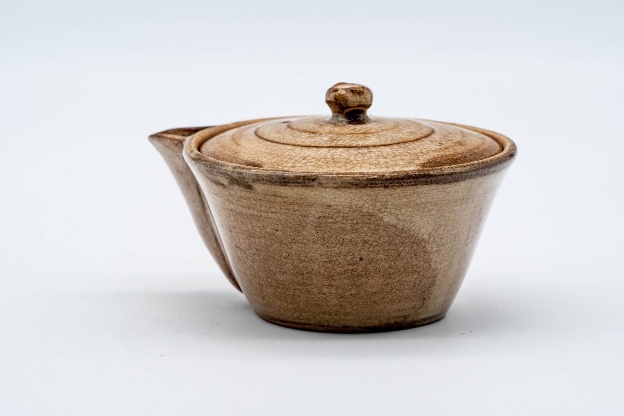 Japanese Houhin - Weathered Beige Glazed Hagi-yaki Handleless Teapot - 100ml