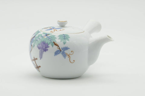 Japanese Kyusu - Floral White Porcelain Arita-yaki Teapot - 250ml