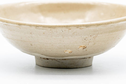 Tezumi — Japanese Matcha Bowl - Textured Beige Summer Chawan - 150ml — tipped to show the interior