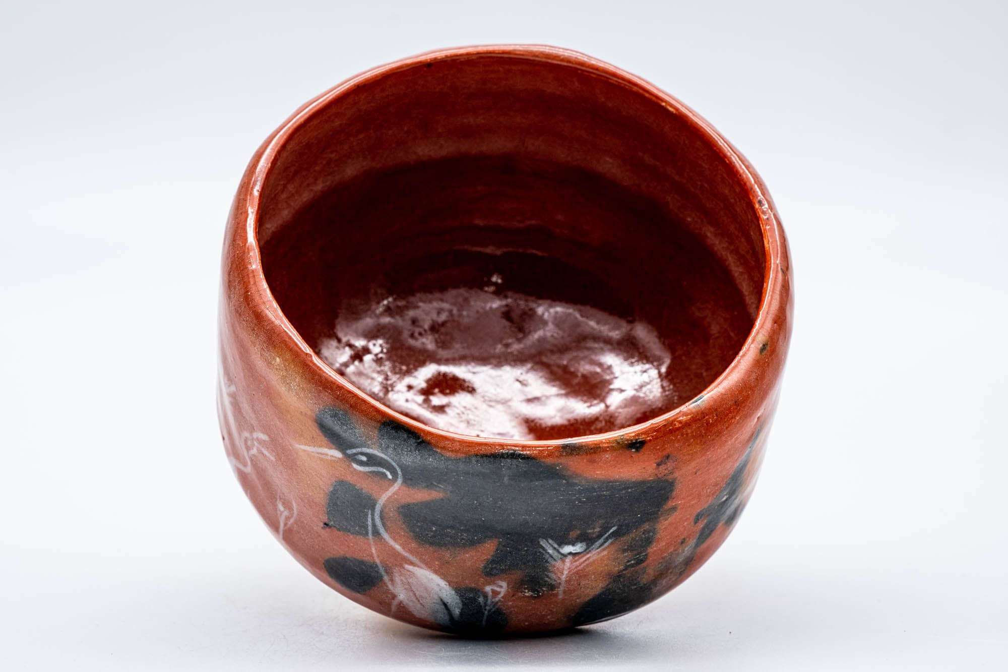 Japanese Matcha Bowl - 松楽窯 Shoraku Kiln - White Crane Aka-Raku Chawan - 350ml