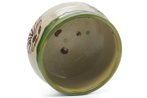 Japanese Kensui - Large Weathered Beige Green Floral Oribe-yaki Water Bowl - 1000ml