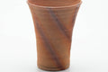 Tezumi — Japanese Teacup - Tall Orange Hidasuki Bizen-yaki Yunomi - 240ml — tipped to show the interior