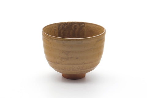 Tezumi — Japanese Matcha Bowl - Mottled Yellow Glazed Chawan - 400ml — front view from another angle