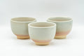 Japanese Teacups - Set of 3 Beige Pink Hagi-yaki Yunomi - 110ml - the three cups grouped together