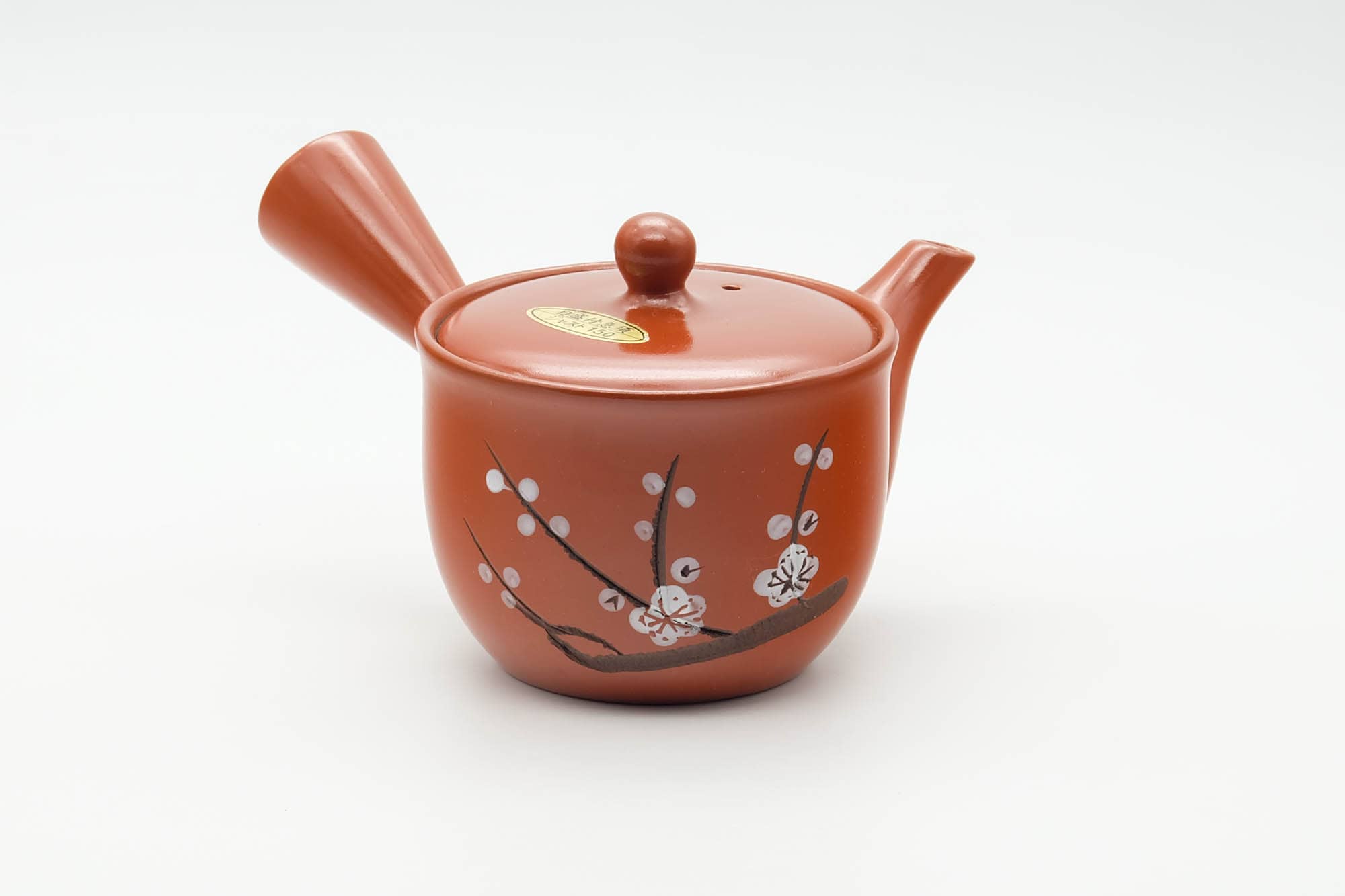Japanese Kyusu - Painted Plum Blossom Tokoname-yaki Mesh Filter Teapot - 200ml