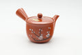 Tezumi — Japanese Kyusu - Painted Plum Blossom Tokoname-yaki Mesh Filter Teapot - 200ml — three-quarter view