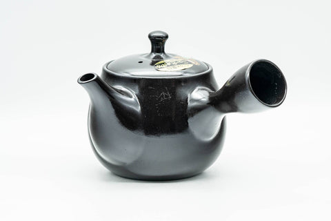 Japanese Kyusu - Floral Black Kurodei Tokoname-yaki Teapot - 400ml - Tezumi