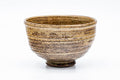 Japanese Matcha Bowl - Brown Spiraling Irabo Wan-nari Chawan - 475ml - front view showing the brown Irabo glaze with spiraling throwing rings