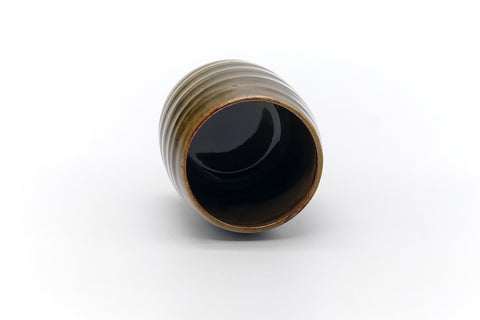 Tezumi — Japanese Teacup - Green Shino Glazed Mino Yunomi - 110ml — three-quarter view