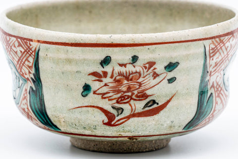 Japanese Matcha Bowl - 渋草柳三 Ryuzou Shibukusa - Floral Temple Shibukusa-yaki Chawan - 375ml