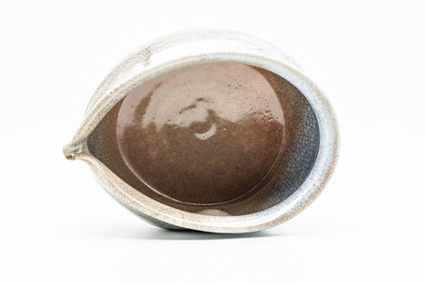 Japanese Katakuchi - Large Weathered Hagi-yaki Water Cooler - overhead view of the interior