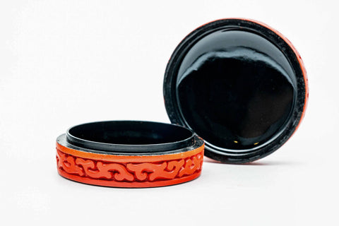 Japanese Kogo - Camellia Red Lacquered Wood Incense Container