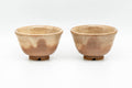 Tezumi — Japanese Teacups - Pair of Milky Drip-Glazed Hagi-yaki Guinomi - 40ml — front view from another angle
