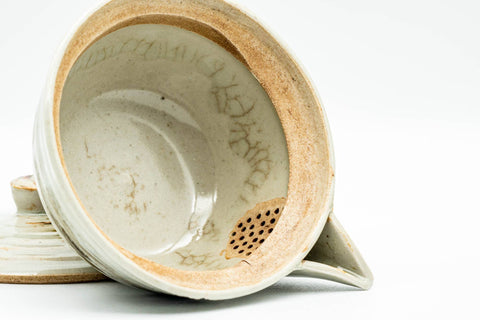 Japanese Tea Set - Beige Hakeme Glazed Houhin Teapot with 2 Yunomi Teacups