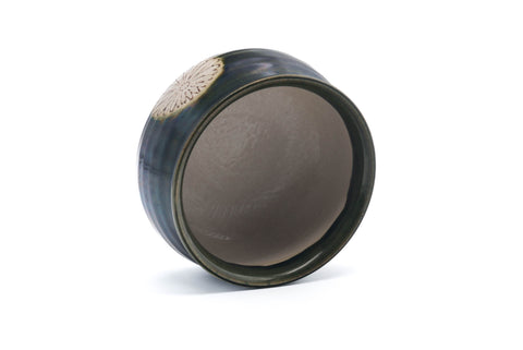 Japanese Kensui - Floral Dark Green Glazed Water Bowl - 650ml