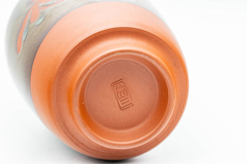 Tezumi — Japanese Teacup - Floral Brown Glazed Tokoname-yaki Yunomi - 180ml — inverted showing the foot ring