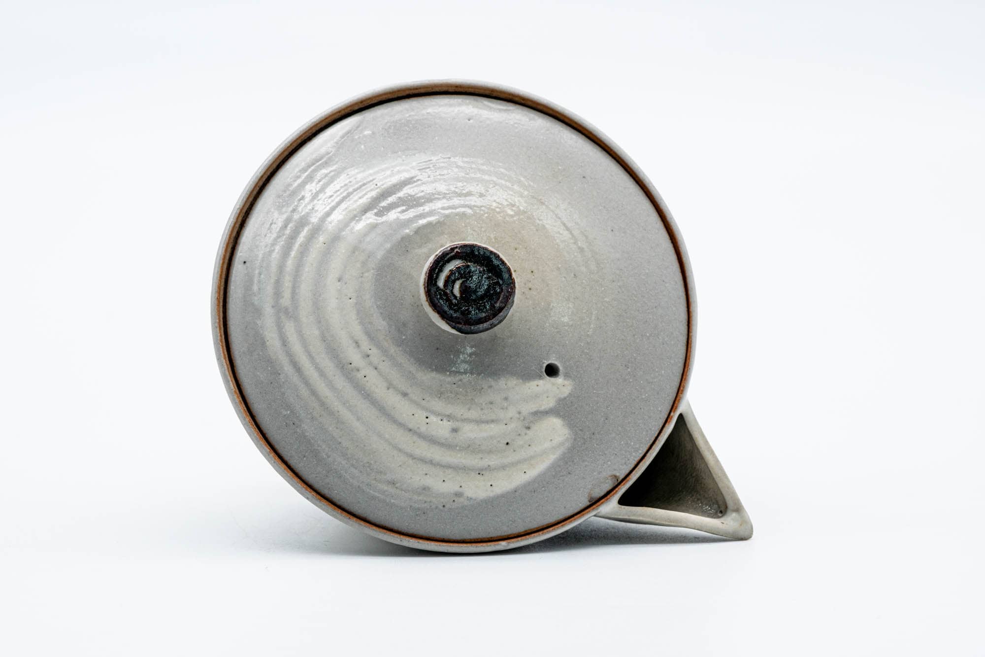 Japanese Houhin - Weathered Grey White Hakeme Glazed Clay Teapot - 80ml
