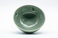 Tezumi — Japanese Matcha Bowl - Green Celadon Glazed Floral Egret Chawan - 150ml — front view from another angle