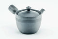 Front view of the black kyusu, lid on.