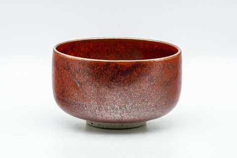 Japanese Matcha Bowl - Metallic Red Glazed Hantsutsu-gata Chawan - 350ml - Tezumi