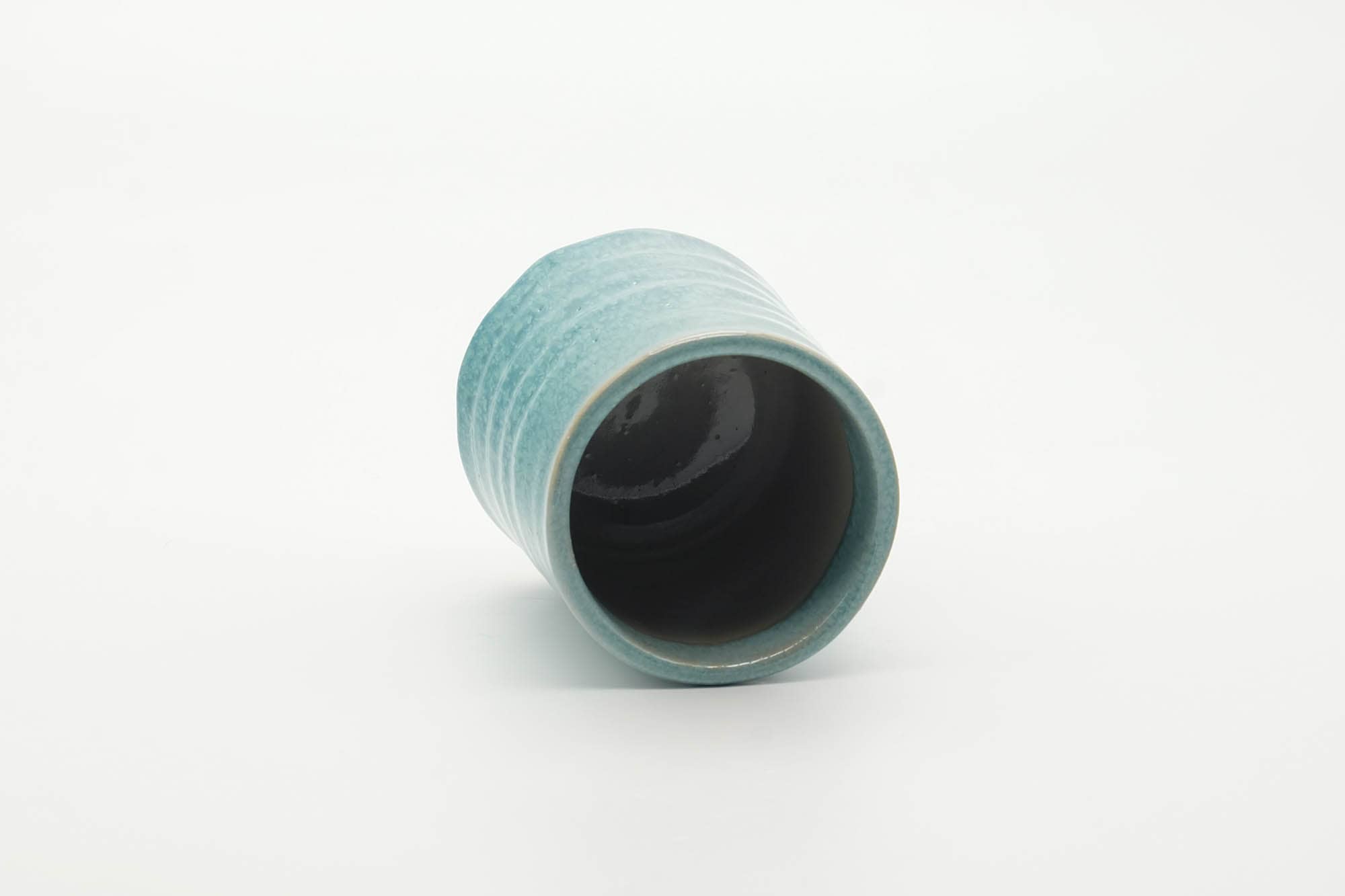 Japanese Teacup - Large Spiraling Teal Glazed Yunomi - 250ml