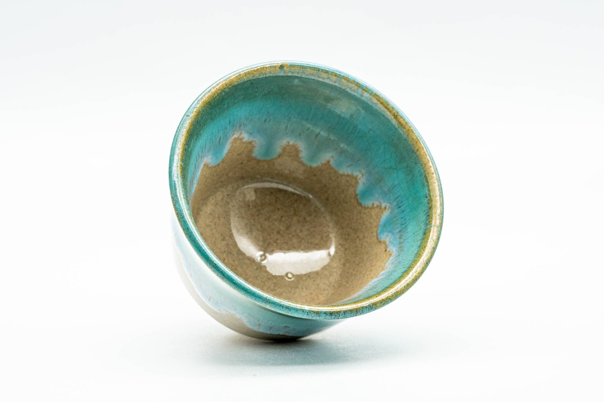 Japanese Teacup - Turquoise Drip-Glazed Agano-yaki Yunomi - 70ml