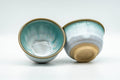 Tezumi — Japanese Teacups - Pair of Green Drip-Glazed Agano-yaki Yunomi - 100ml — three-quarter view