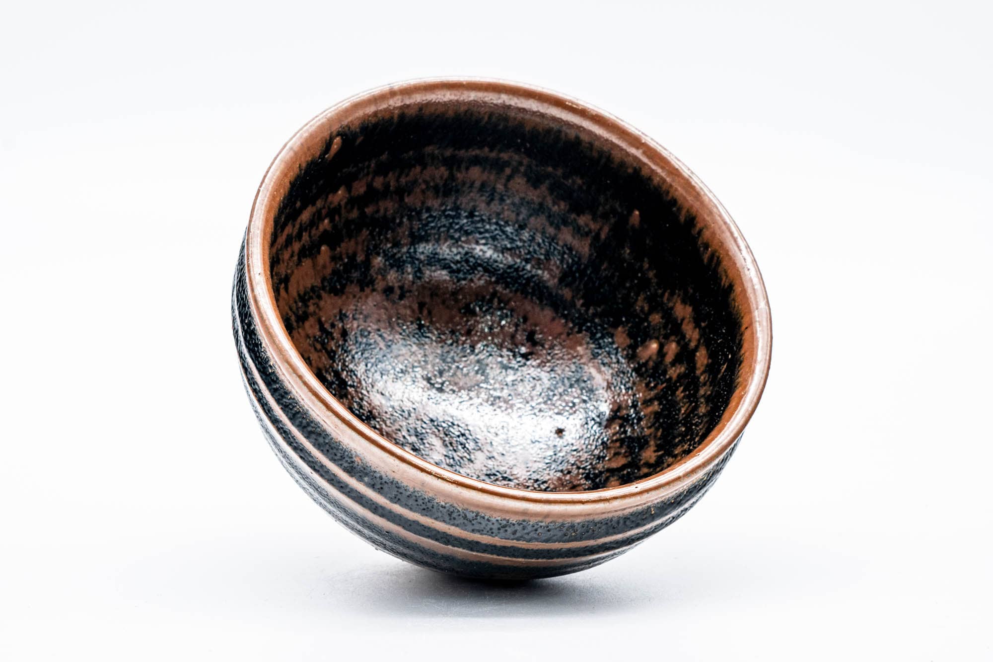 Japanese Matcha Bowl - Black Brown Spiraling Chawan - 250ml