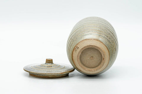 Japanese Teacup - Speckled Olive Green Spiraling Lidded Yunomi - 125ml - Tezumi
