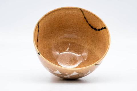 Japanese Matcha Bowl - Beige Glazed Soaring Egrets Kyo-yaki Chawan - 500ml
