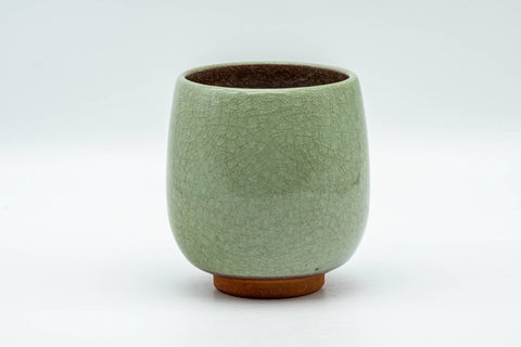 Tezumi — Japanese Teacup - Floral Green Celadon Yunomi - 160ml — front view from another angle