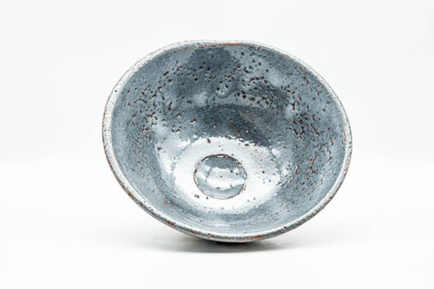 Japanese Matcha Bowl - Floral Blue Shino Glazed Summer Chawan - 200ml - top-down view of the interior