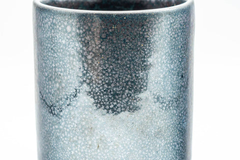Japanese Teacup - Black Metallic Tenmoku Glazed Tsutsu-gata Yunomi - 200ml - Tezumi