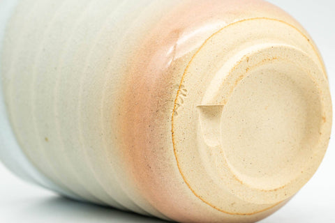 Japanese Teacup - Beige White Glazed Ribbed Hagi-yaki Yunomi - 150ml